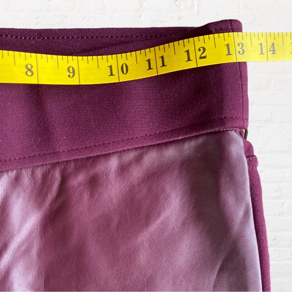 Club Monaco Burgundy Tasha Faux Leather Front Knit Back Skinny Leggings Size 00 - Picture 4 of 10